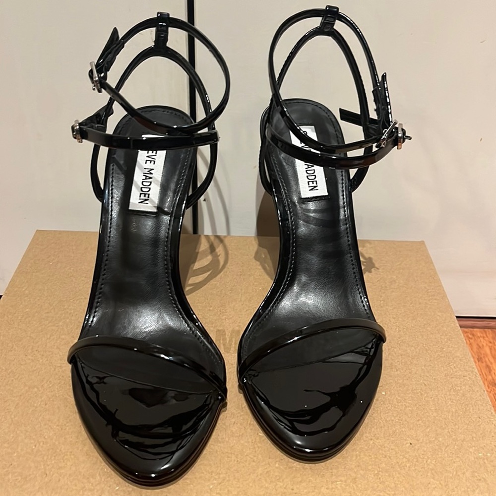 Steve Madden faux patent leather double strap heels